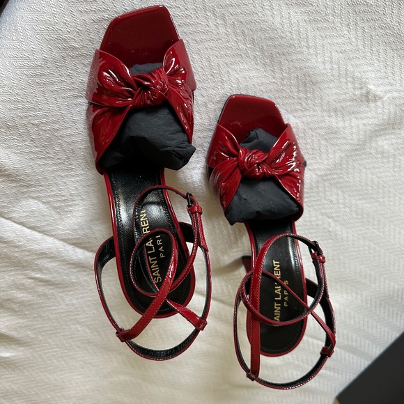 Saint Laurent Vernice Baltimora High Heeled Sandal, Hot Red, 37 - Picture 14 of 16